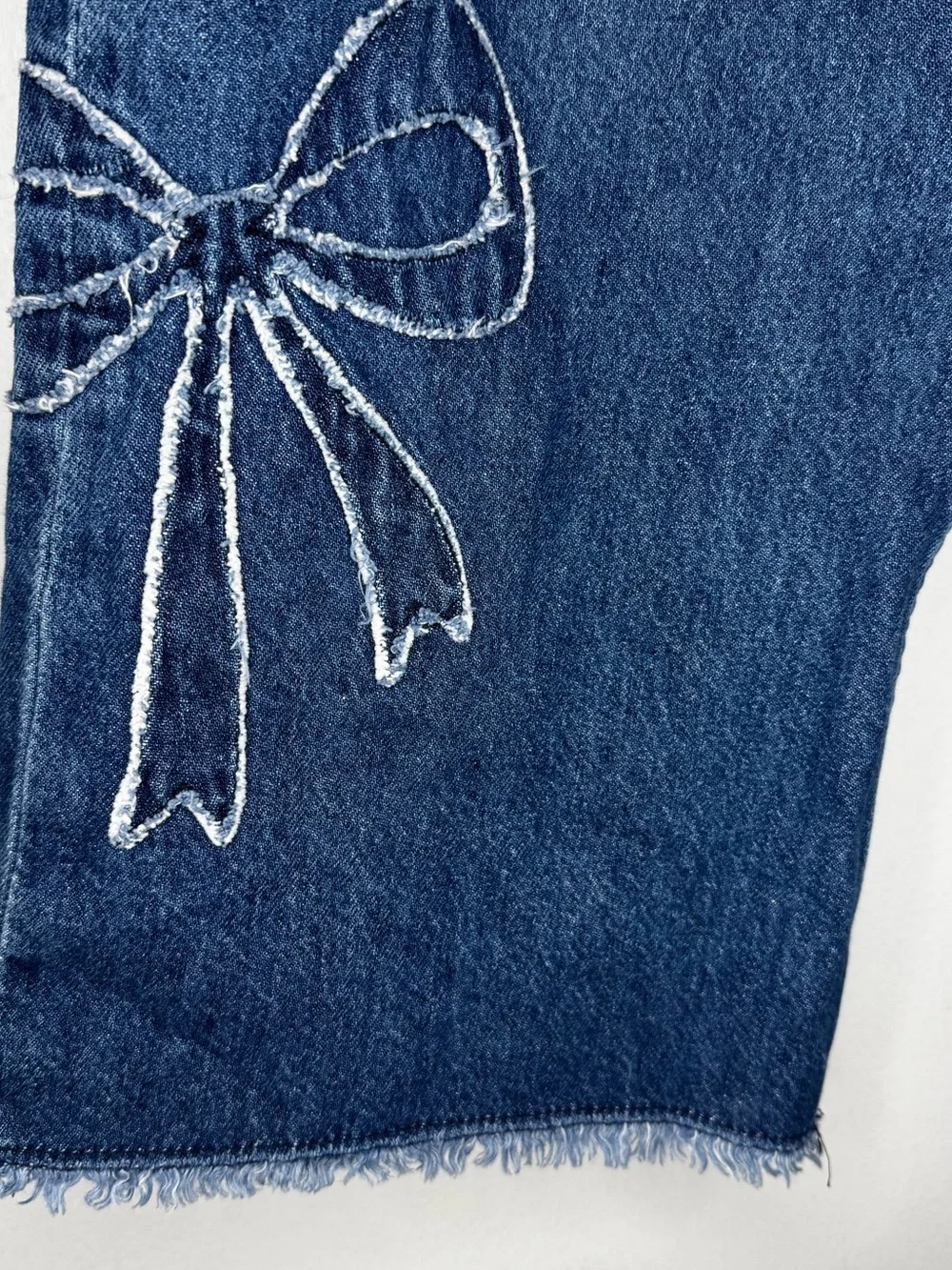 Gap Kids Low Rise Stride Wide Leg Jeans Ribbon Bow Appliqué Girls 14 Cottagecore